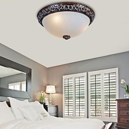 Flush Mount Light Glas Resin Silver Carving European Classic