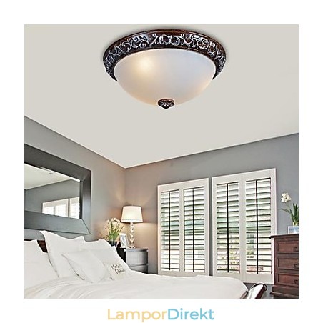 Flush Mount Light Glas Resin Silver Carving European Classic