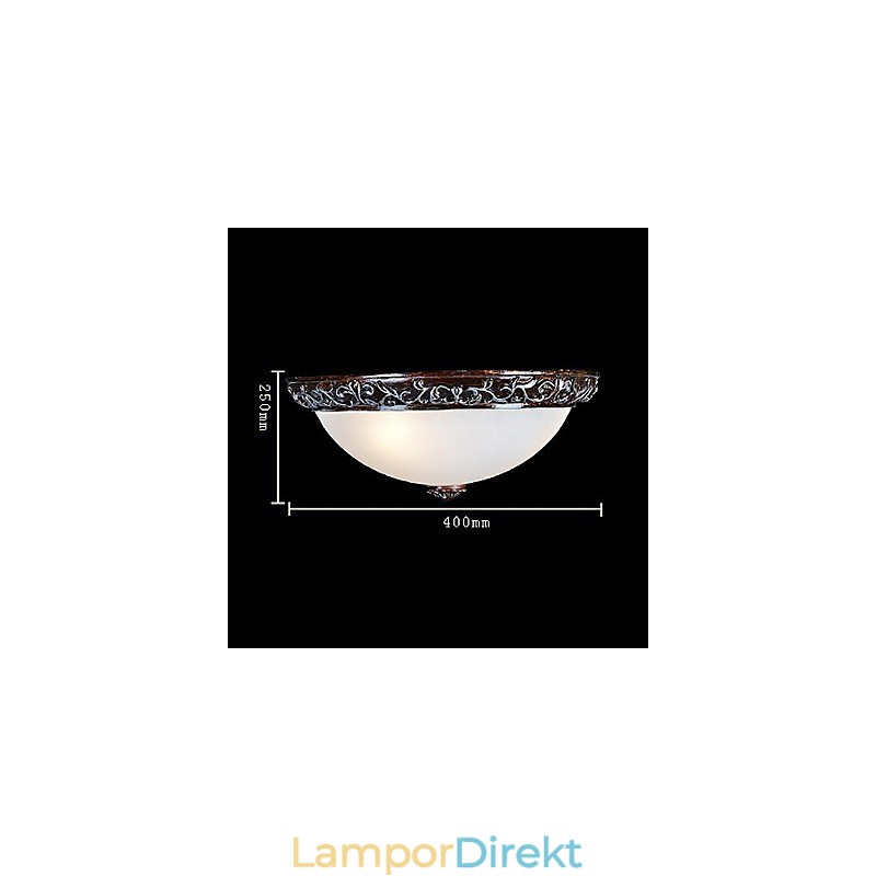 Flush Mount Light Glas Resin Silver Carving European Classic