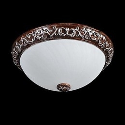 Flush Mount Light Glas Resin Silver Carving European Classic
