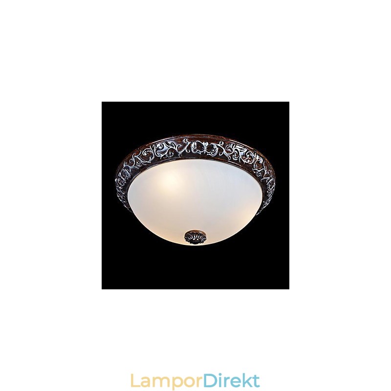 Flush Mount Light Glas Resin Silver Carving European Classic