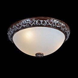 Flush Mount Light Glas Resin Silver Carving European Classic