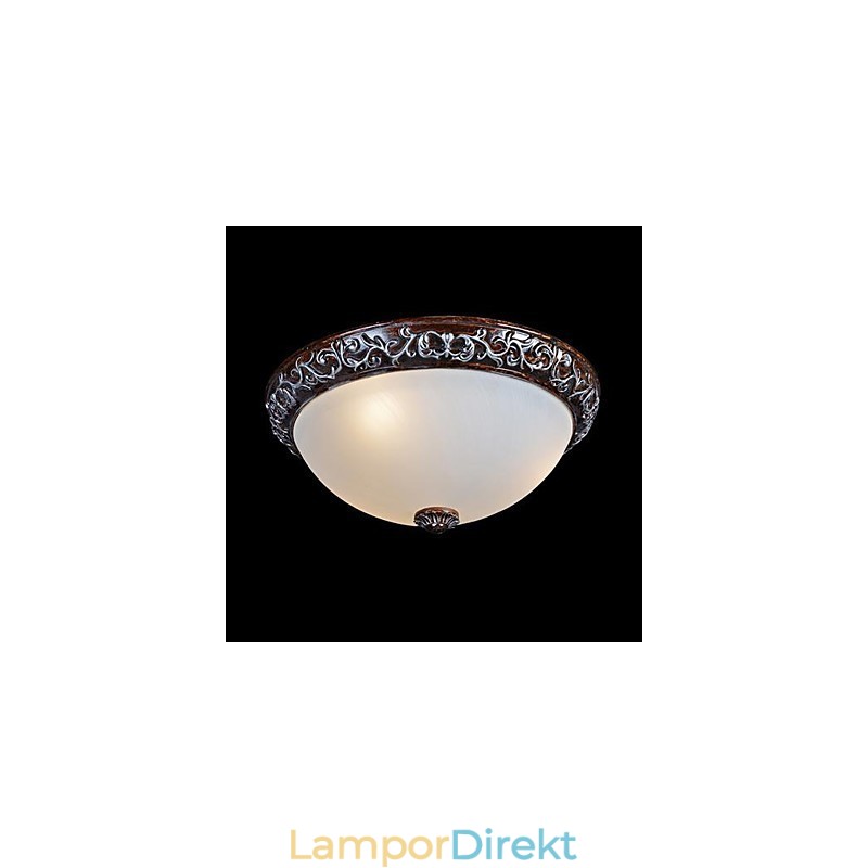 Flush Mount Light Glas Resin Silver Carving European Classic