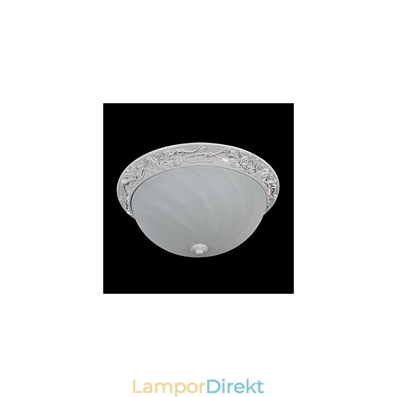 White Flush Mount Light Glas Resin Carving European Classic