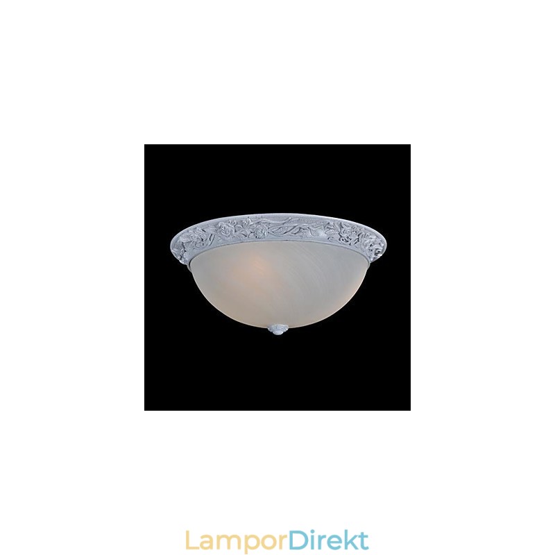 White Flush Mount Light Glas Resin Carving European Classic