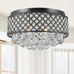 Traditionell Klassisk Kristallmålning Metall Flush Mount