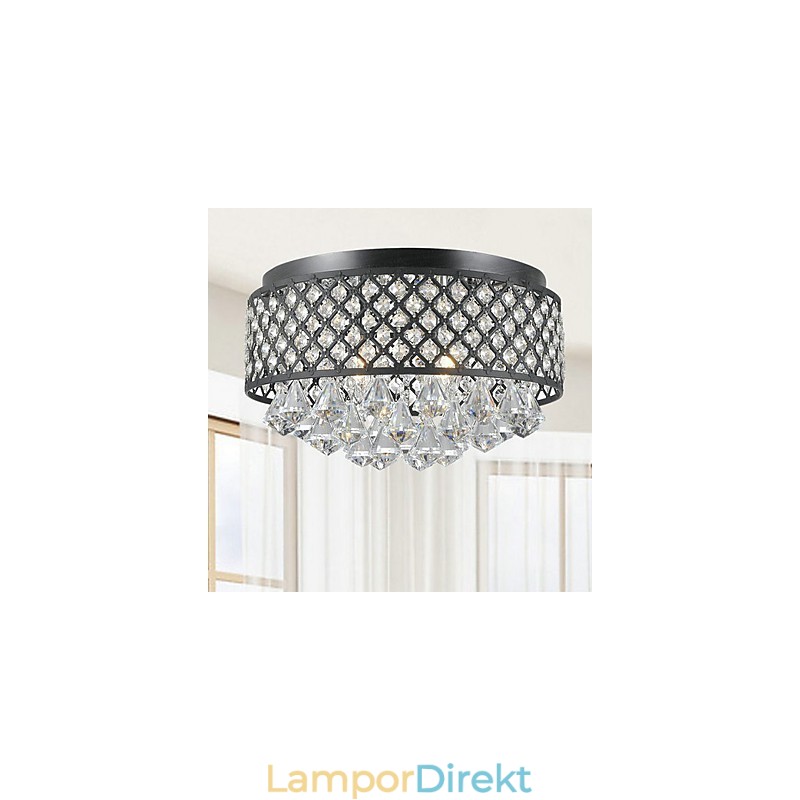 Traditionell Klassisk Kristallmålning Metall Flush Mount