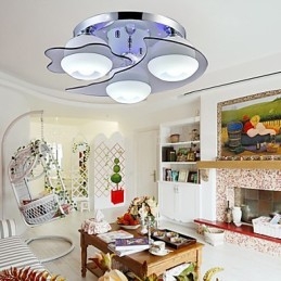 Flush Mount 3 Lampor Modernt Mode Kontrakterad Vit Rostfritt Stål Metall