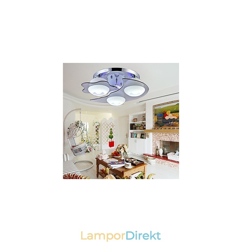 Flush Mount 3 Lampor Modernt Mode Kontrakterad Vit Rostfritt Stål Metall