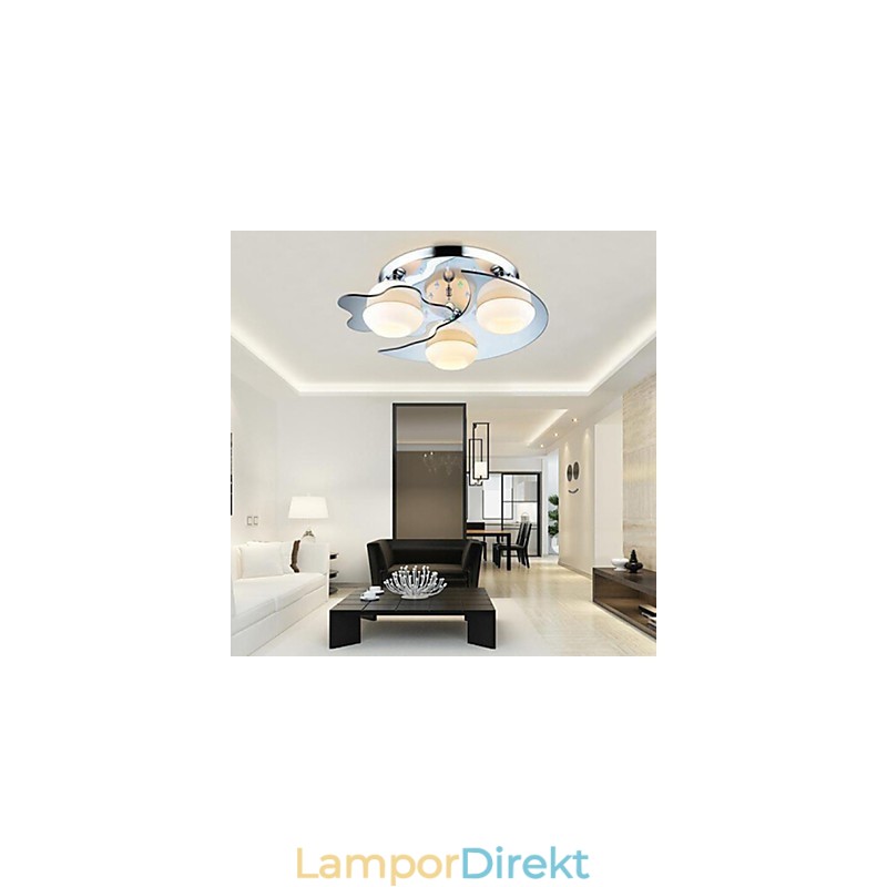 Flush Mount 3 Lampor Modernt Mode Kontrakterad Vit Rostfritt Stål Metall