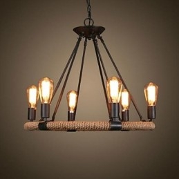 Traditionell Klassisk Rustik Lodge Retro Country Vintage Målning Metal Pendel Light