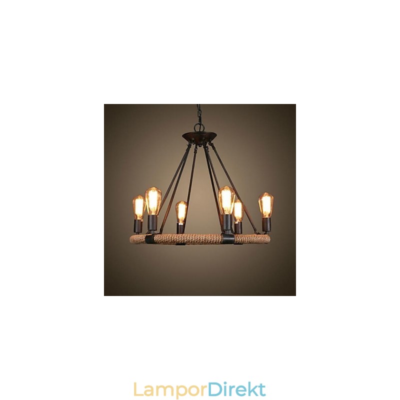 Traditionell Klassisk Rustik Lodge Retro Country Vintage Målning Metal Pendel Light