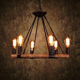 Traditionell Klassisk Rustik Lodge Retro Country Vintage Målning Metal Pendel Light