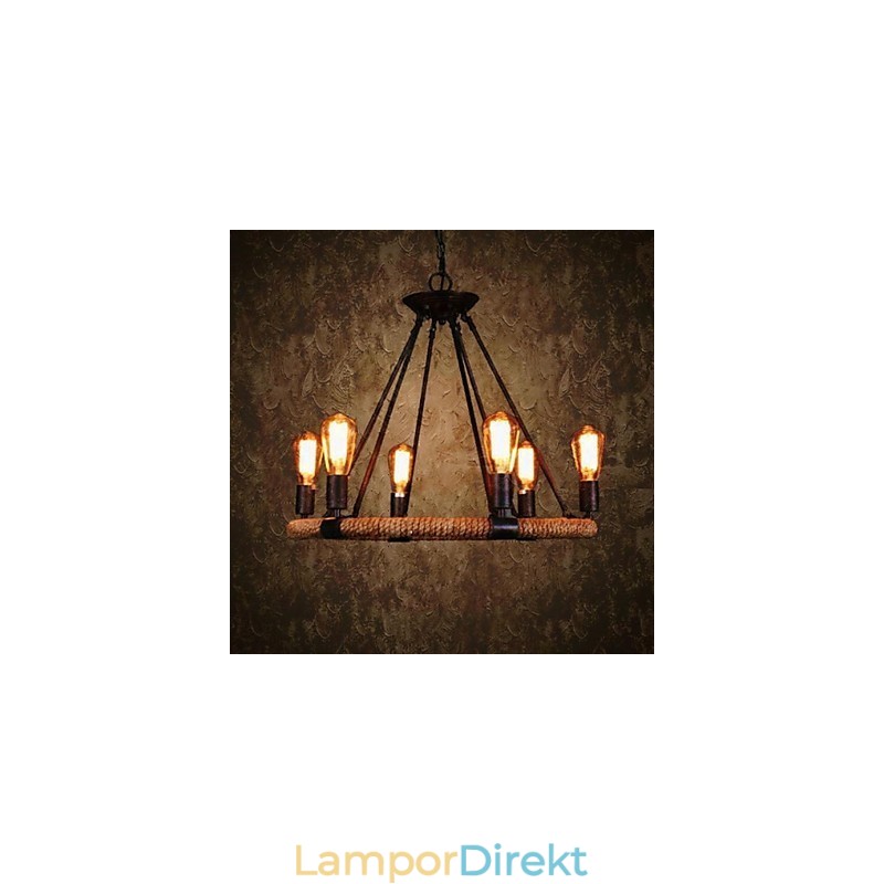 Traditionell Klassisk Rustik Lodge Retro Country Vintage Målning Metal Pendel Light