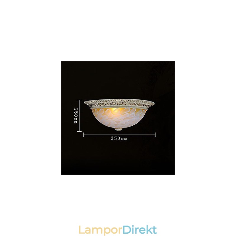 White Flush Mount Ljusmönster Glas Resin Gold Carving European Classic
