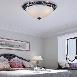 Flush Mount Light Glas Resin Silver Carving Retro European Classic