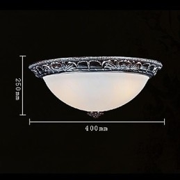 Flush Mount Light Glas Resin Silver Carving Retro European Classic