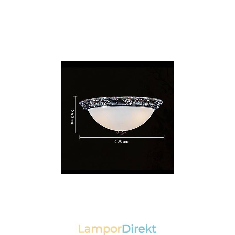 Flush Mount Light Glas Resin Silver Carving Retro European Classic