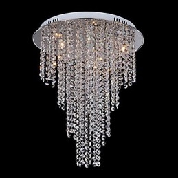 Crystal Flush Mount 8 Light Contemporary Metal Galvanisering