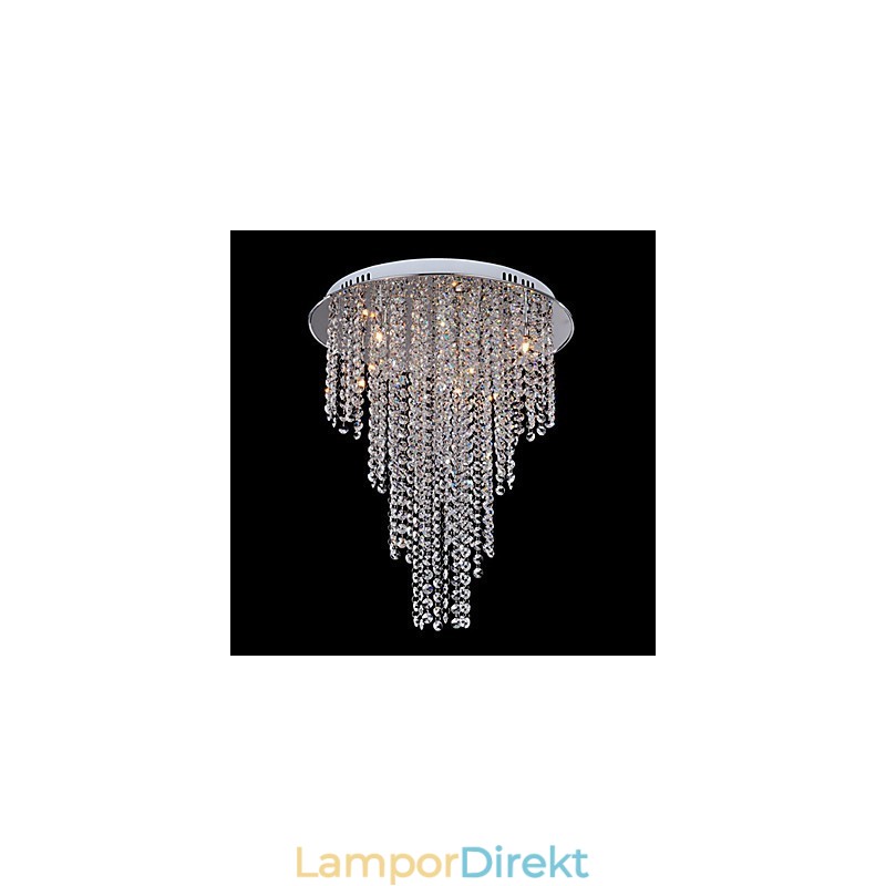 Crystal Flush Mount 8 Light Contemporary Metal Galvanisering