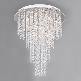 Crystal Flush Mount 8 Light Contemporary Metal Galvanisering