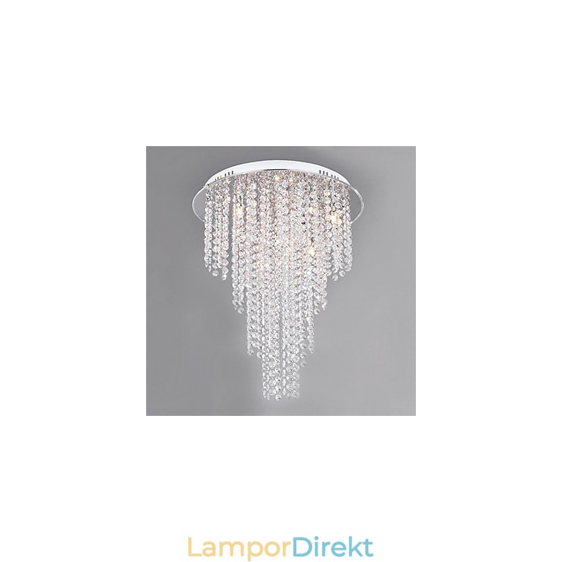 Crystal Flush Mount 8 Light Contemporary Metal Galvanisering
