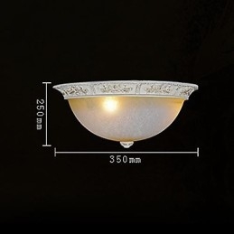 White Flush Mount Ljusgul Vit Glas Hartsmönster Carving European Classic