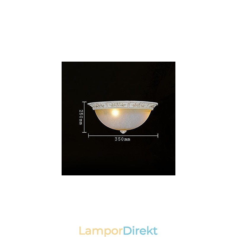 White Flush Mount Ljusgul Vit Glas Hartsmönster Carving European Classic