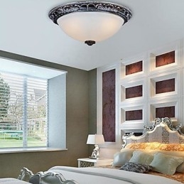 Flush Mount Light Glas Resin Silver Carving Retro European Classic