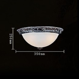 Flush Mount Light Glas Resin Silver Carving Retro European Classic