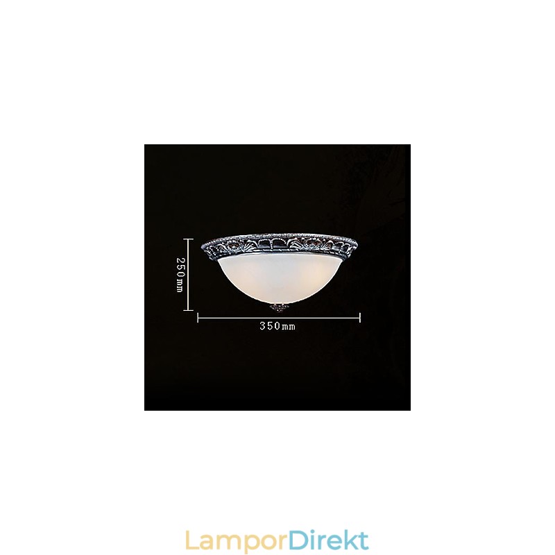 Flush Mount Light Glas Resin Silver Carving Retro European Classic
