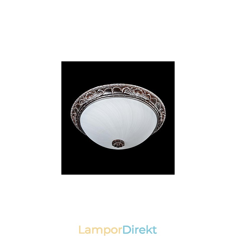 Flush Mount Light Glas Resin Silver Carving Retro European Classic