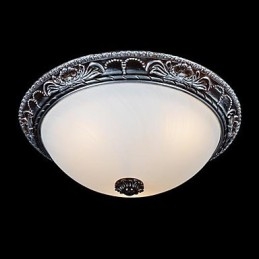 Flush Mount Light Glas Resin Silver Carving Retro European Classic