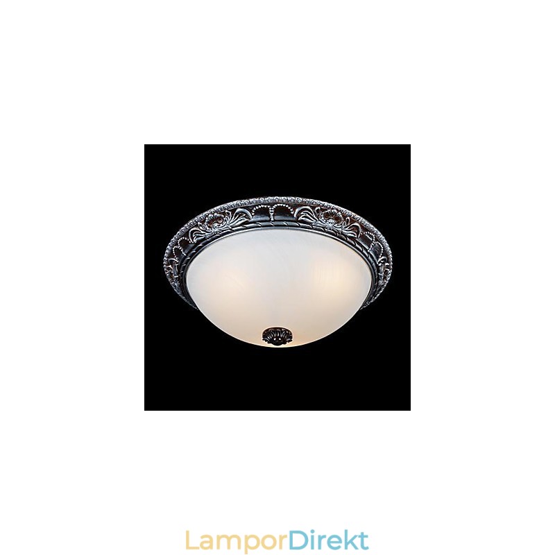 Flush Mount Light Glas Resin Silver Carving Retro European Classic