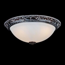 Flush Mount Light Glas Resin Silver Carving Retro European Classic