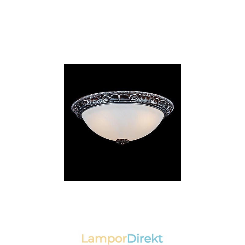 Flush Mount Light Glas Resin Silver Carving Retro European Classic