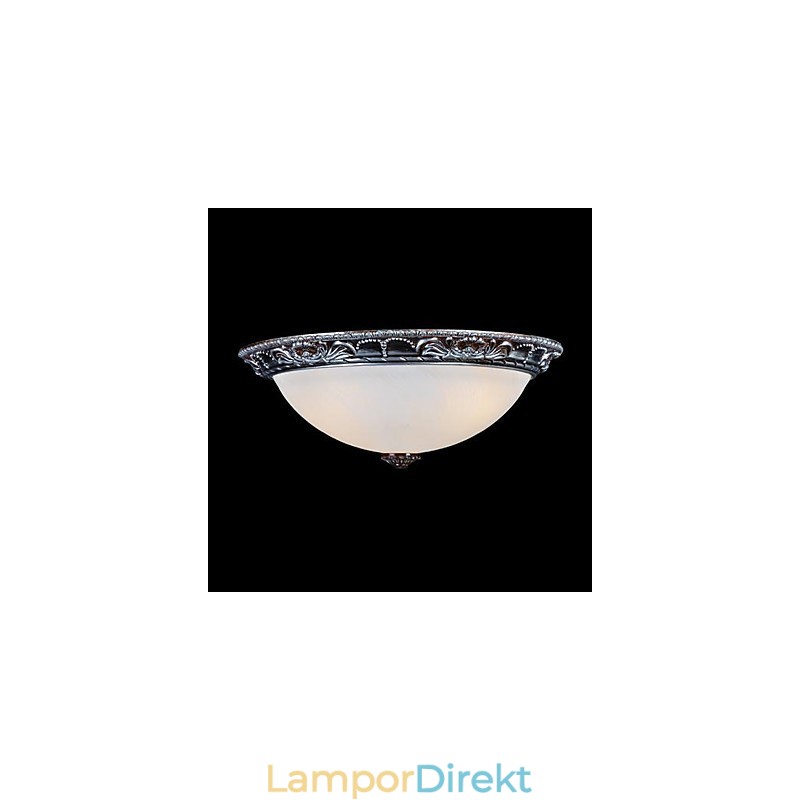 Flush Mount Light Glas Resin Silver Carving Retro European Classic