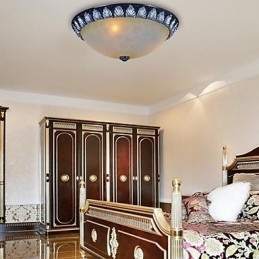 Flush Mount Ljusmönster Glas Resin Silver Carving European Classic