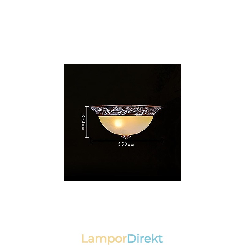 Flush Mount Ljus Vit Gul Glas Resin Silver Carving European Classic