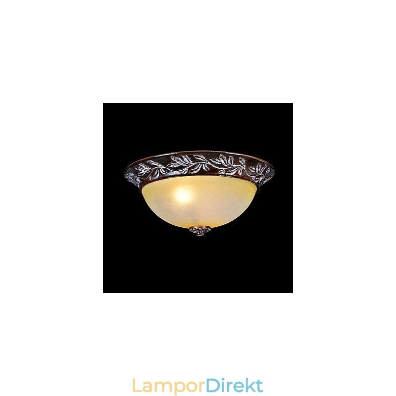 Flush Mount Ljus Vit Gul Glas Resin Silver Carving European Classic