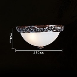 Flush Mount Light Glas Resin Silver Carving European Classic