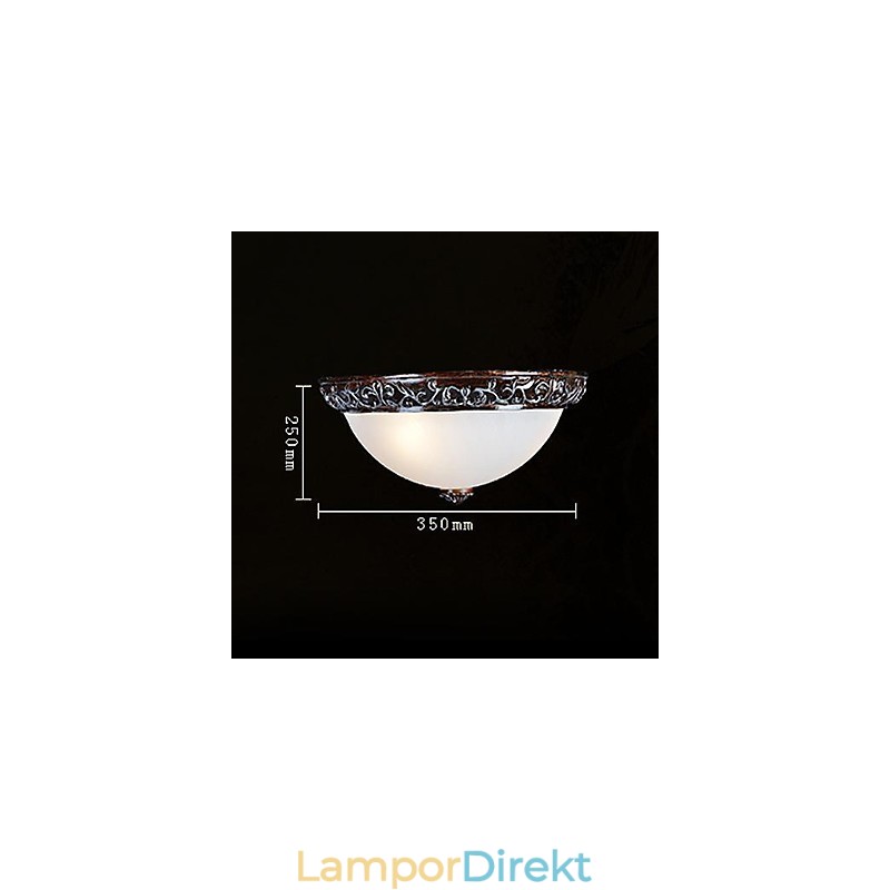 Flush Mount Light Glas Resin Silver Carving European Classic