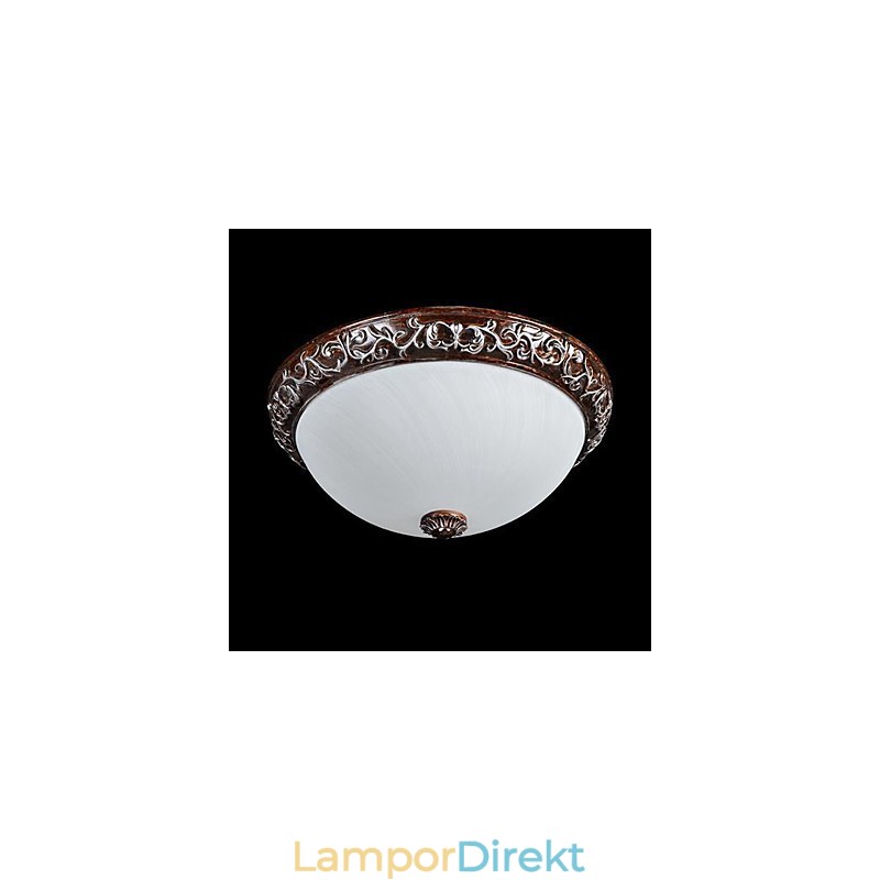 Flush Mount Light Glas Resin Silver Carving European Classic