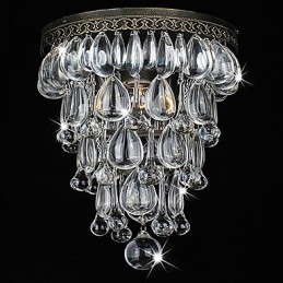 Crystal Flush Mount 1 Ljus Vintage Järn Galvanisering