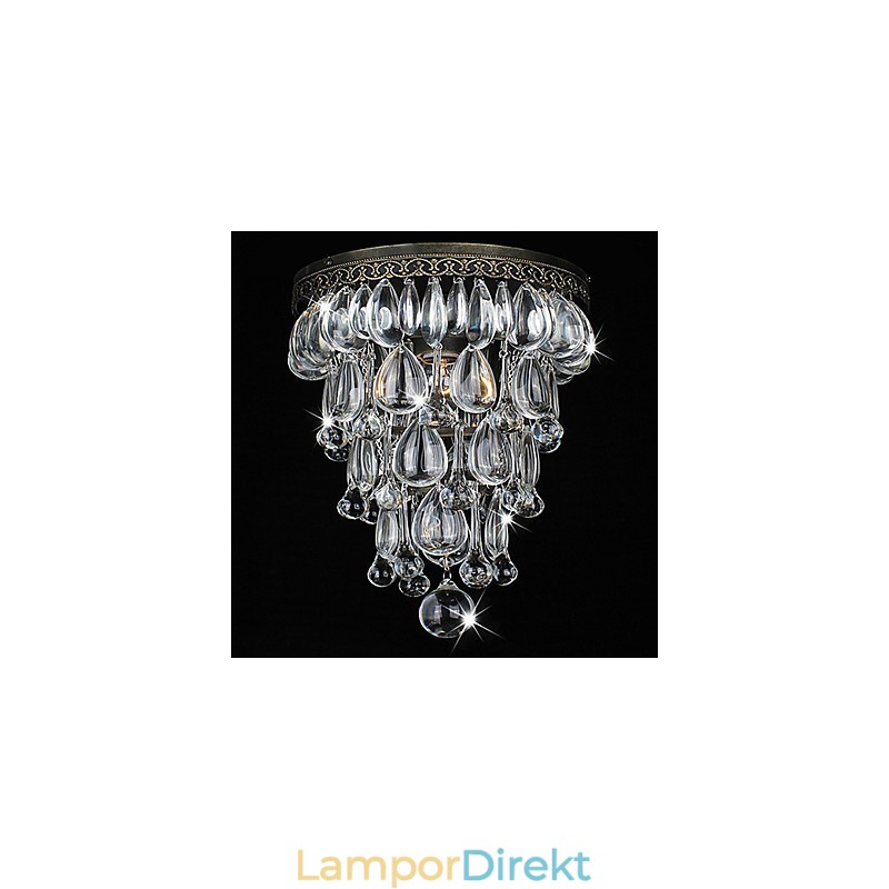 Crystal Flush Mount 1 Ljus Vintage Järn Galvanisering