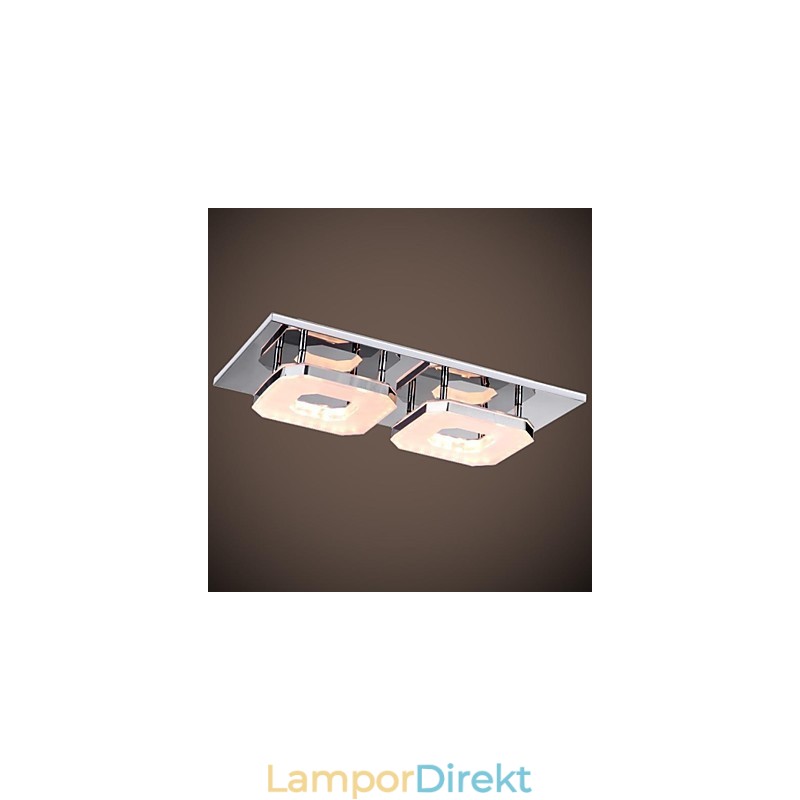 16W Akryl Flush Mount 2 Ljus Modern Akryl Galvanisering Rostfritt Stål