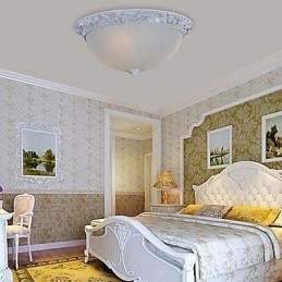 White Flush Mount Light Glas Resin Carving European Classic