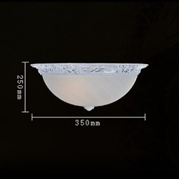 White Flush Mount Light Glas Resin Carving European Classic