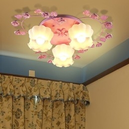 Creative Lamp Lamp Contracted Rural Sweet Pink Rose 3 Absorbera Dome Light