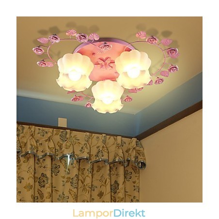Creative Lamp Lamp Contracted Rural Sweet Pink Rose 3 Absorbera Dome Light